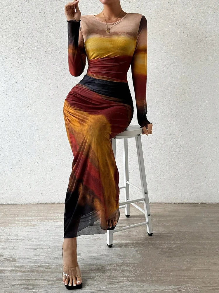 Vermeer | Maxi dress with sunset design