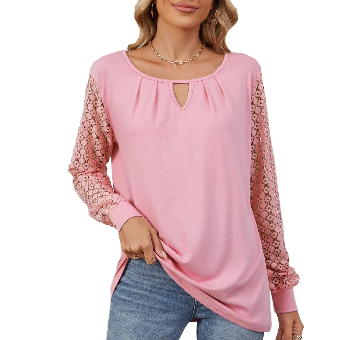 Carlotta | Fashionable long-sleeve top for women with lace details