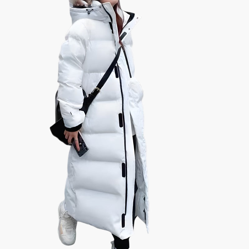 Women's Winter Quilted Coat Long Parka Waterproof with Hood – Elegant Outdoor Companion