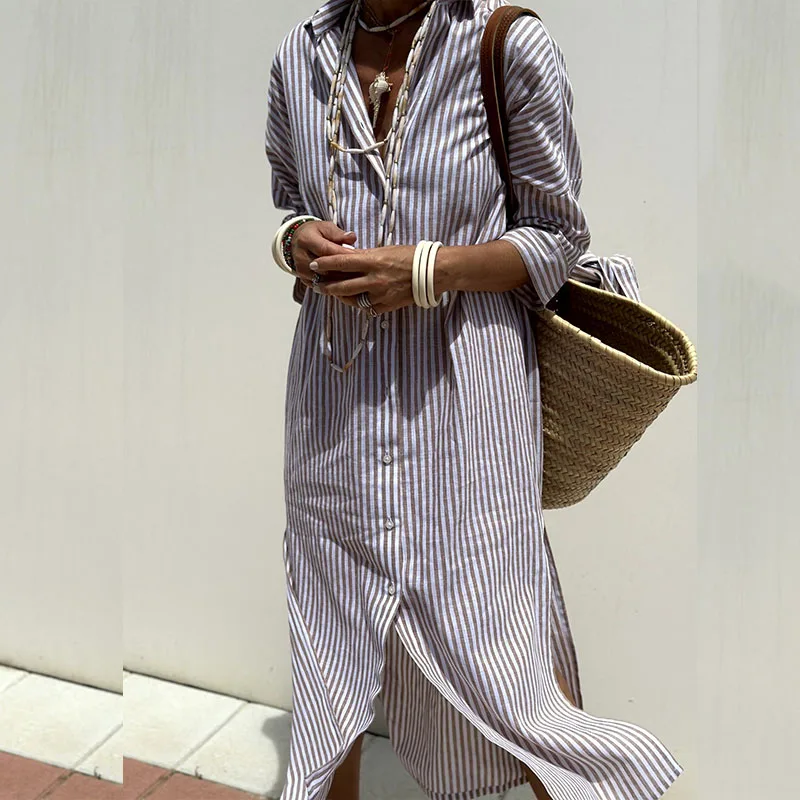 Sophie | Elegant Striped Shirt Dress for Women