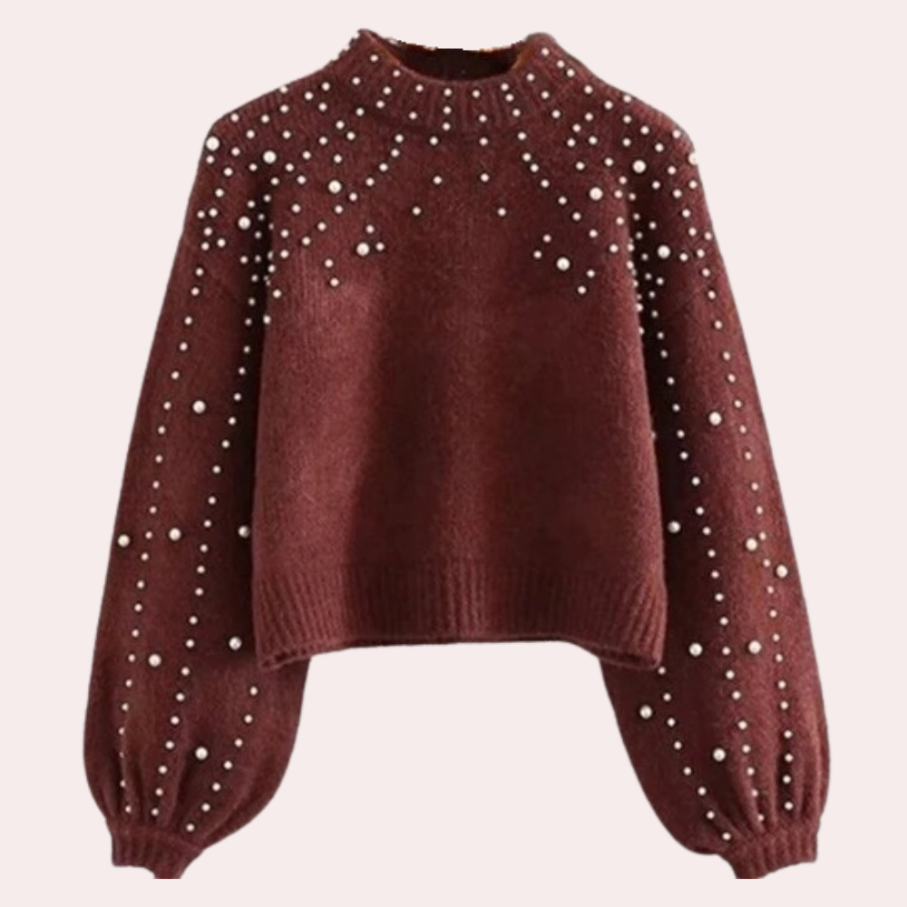 Stylish women's sweater with pearls