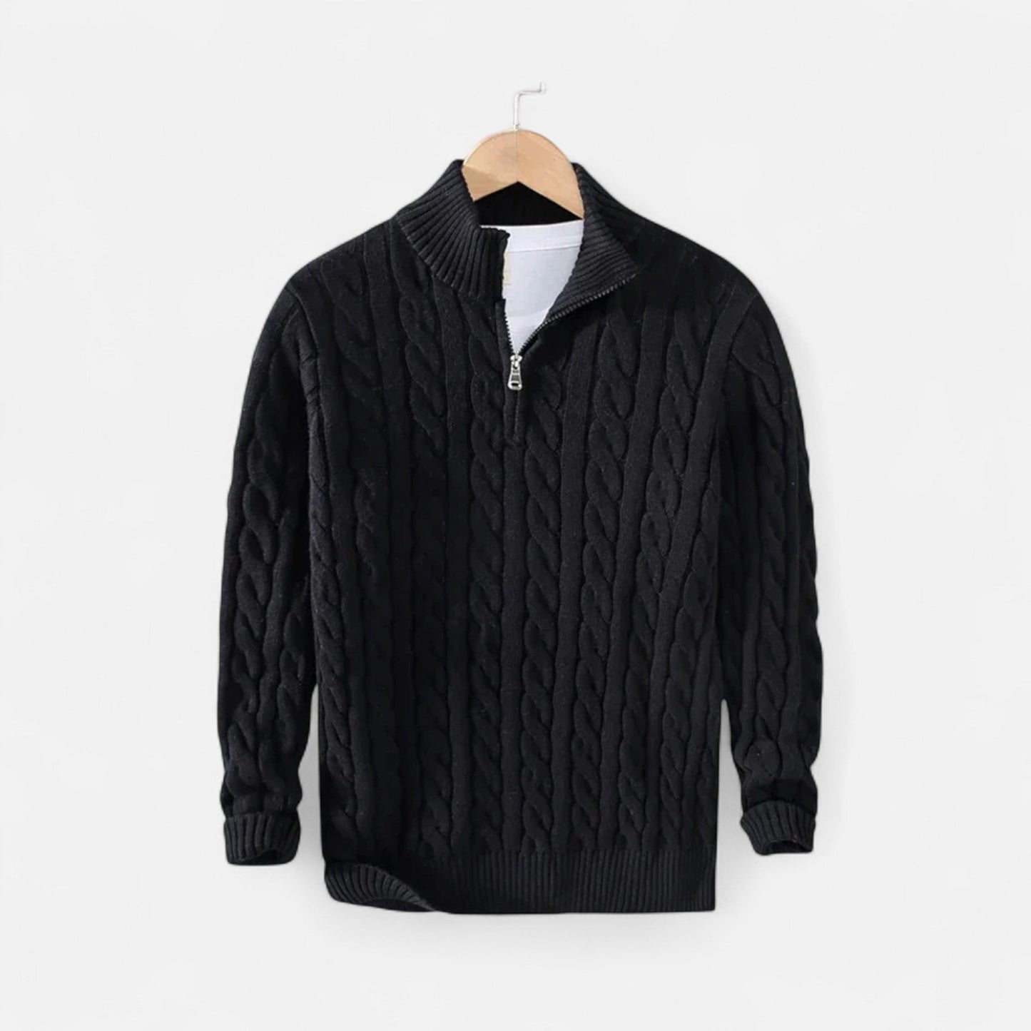 Ancient World | Men's High Collar Sweater Winter Cotton Cable Knit