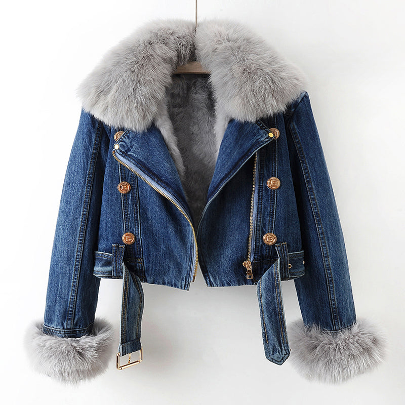 Women’s Faux Fur Collar Denim Jacket | Winter