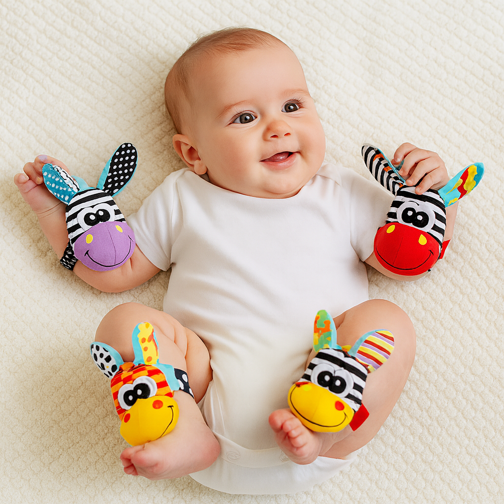 Soft fabric sensory rattle toy set for baby - TrendAura
