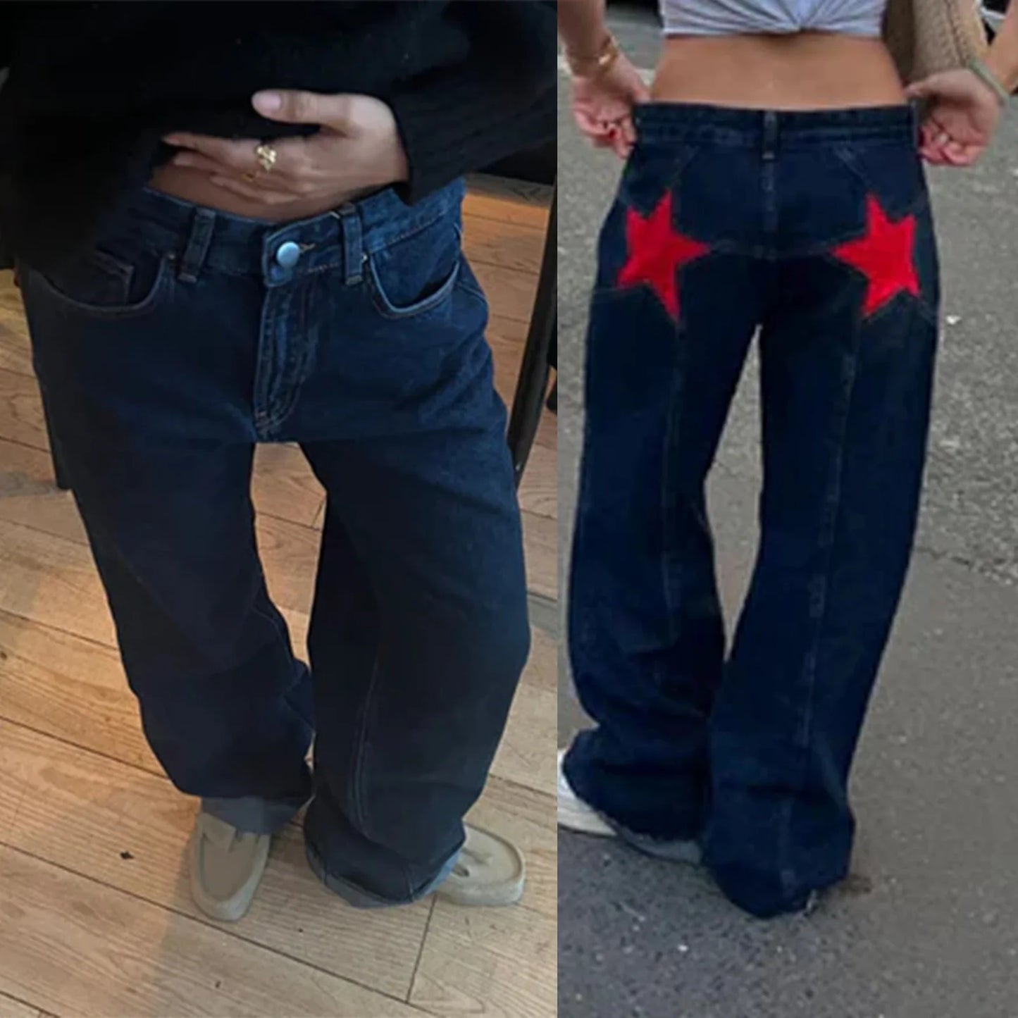 Vintage women's jeans with star pattern