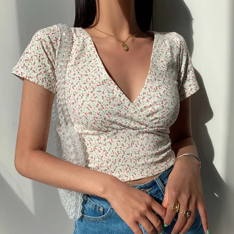 Vintage Floral Crop Top for Women