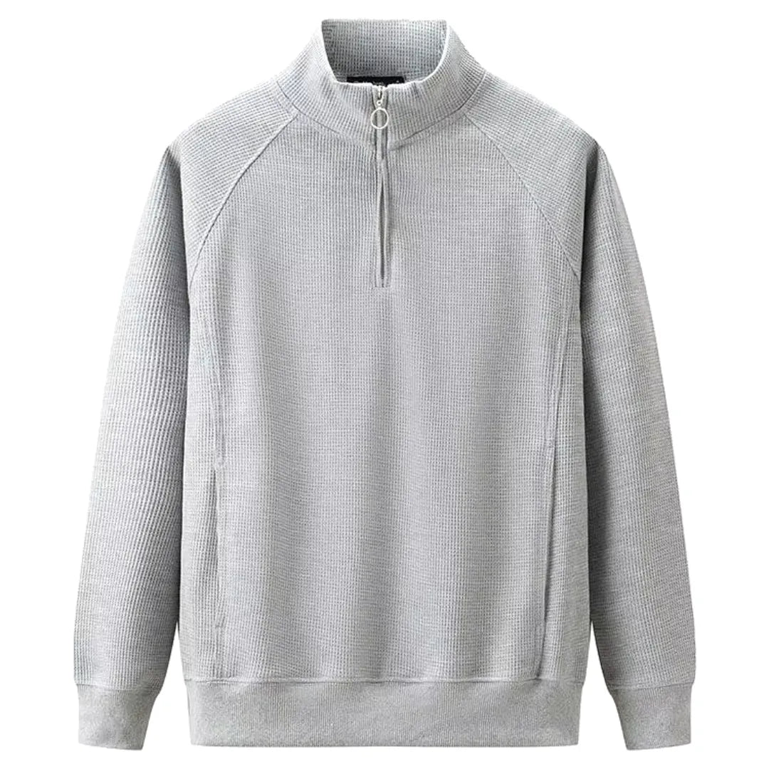 Waffle knit sweatshirt with half zip