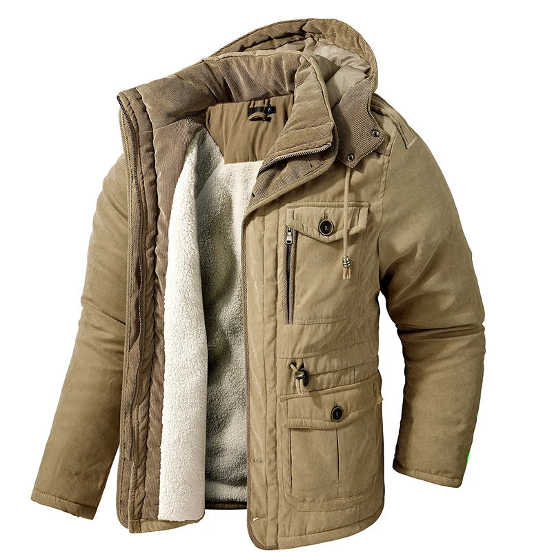 Warmer men's parka with hood