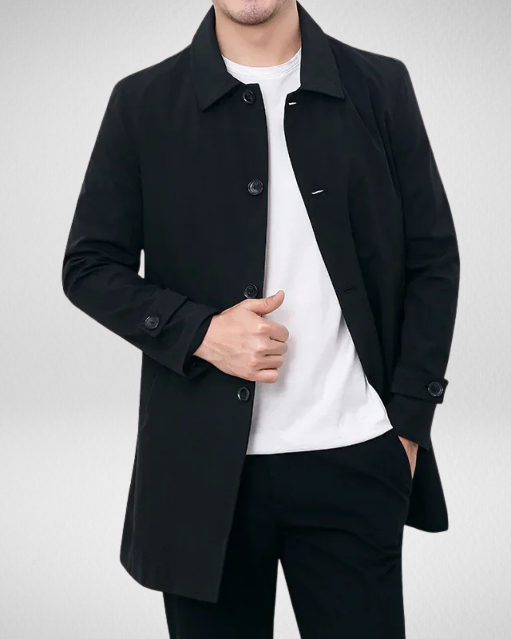Water-repellent men's coat long