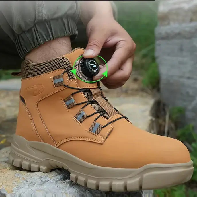 Waterproof safety work boots with steel toe cap