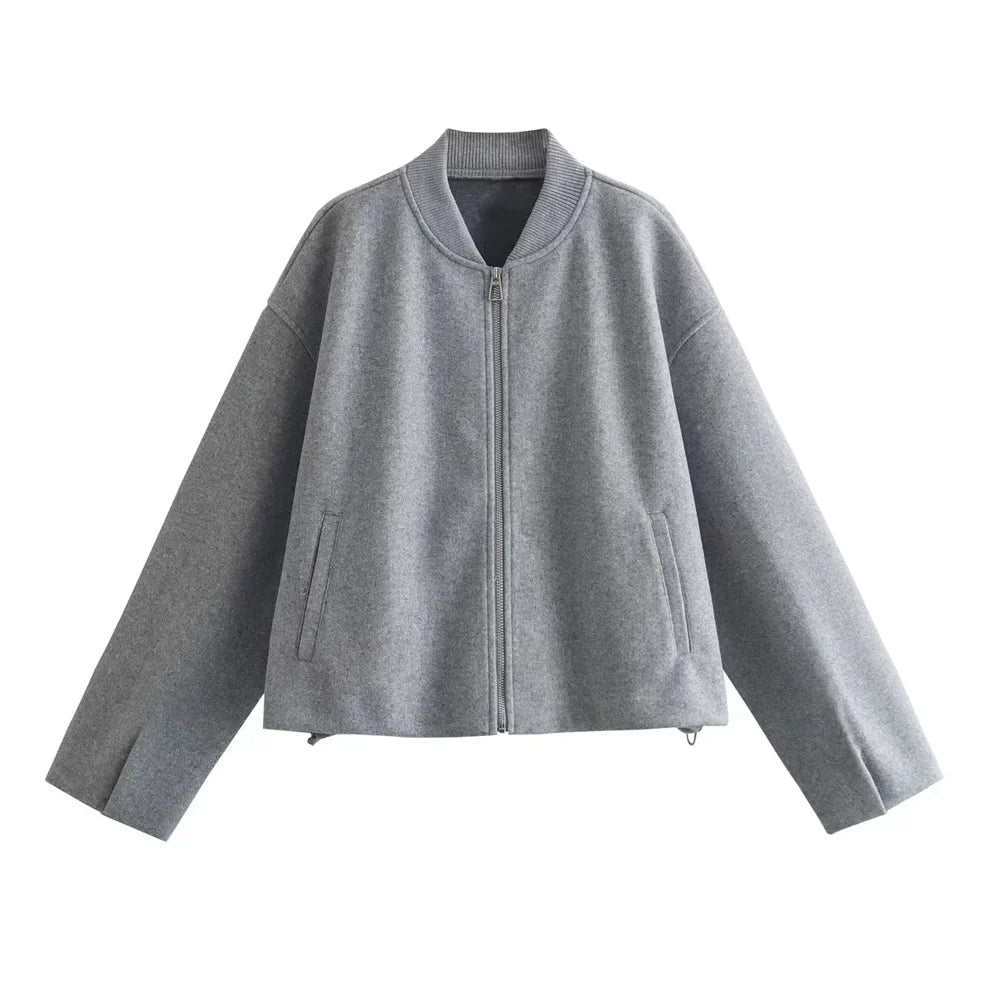 Soft women's jacket with stand-up collar