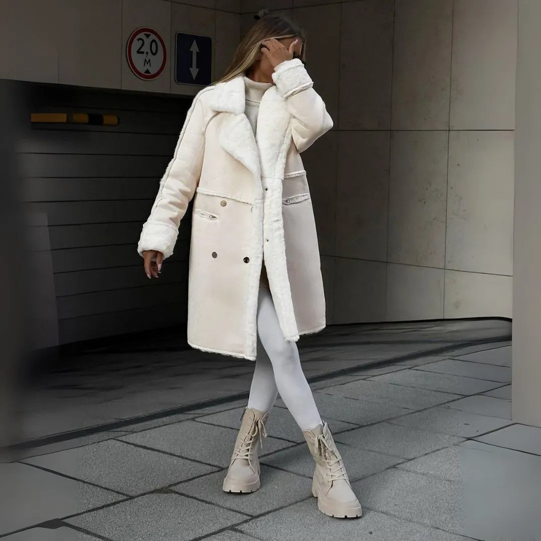 Women's winter coat warm made of faux shearling