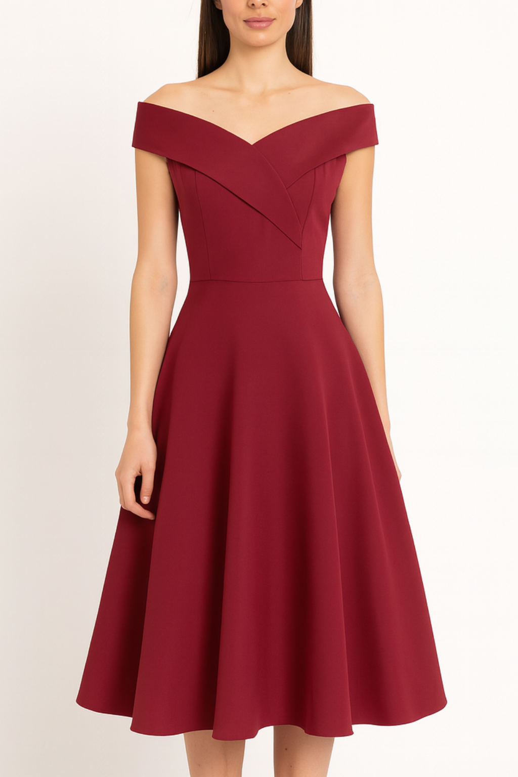 Women's Off-Shoulder Vintage A-Line Midi Dress