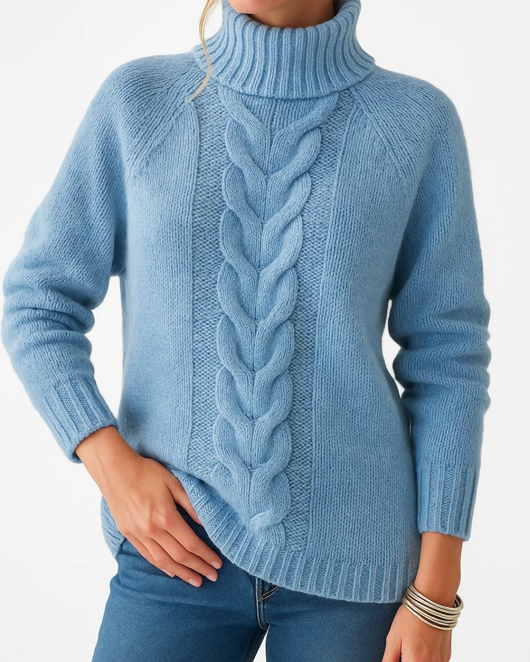 Women's Braided Design Knitted Sweater