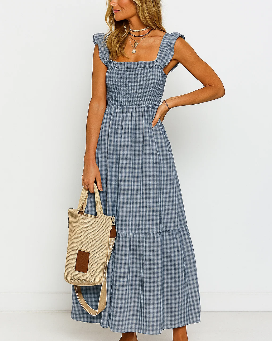 Women’s Checked Stylish Maxi Dress