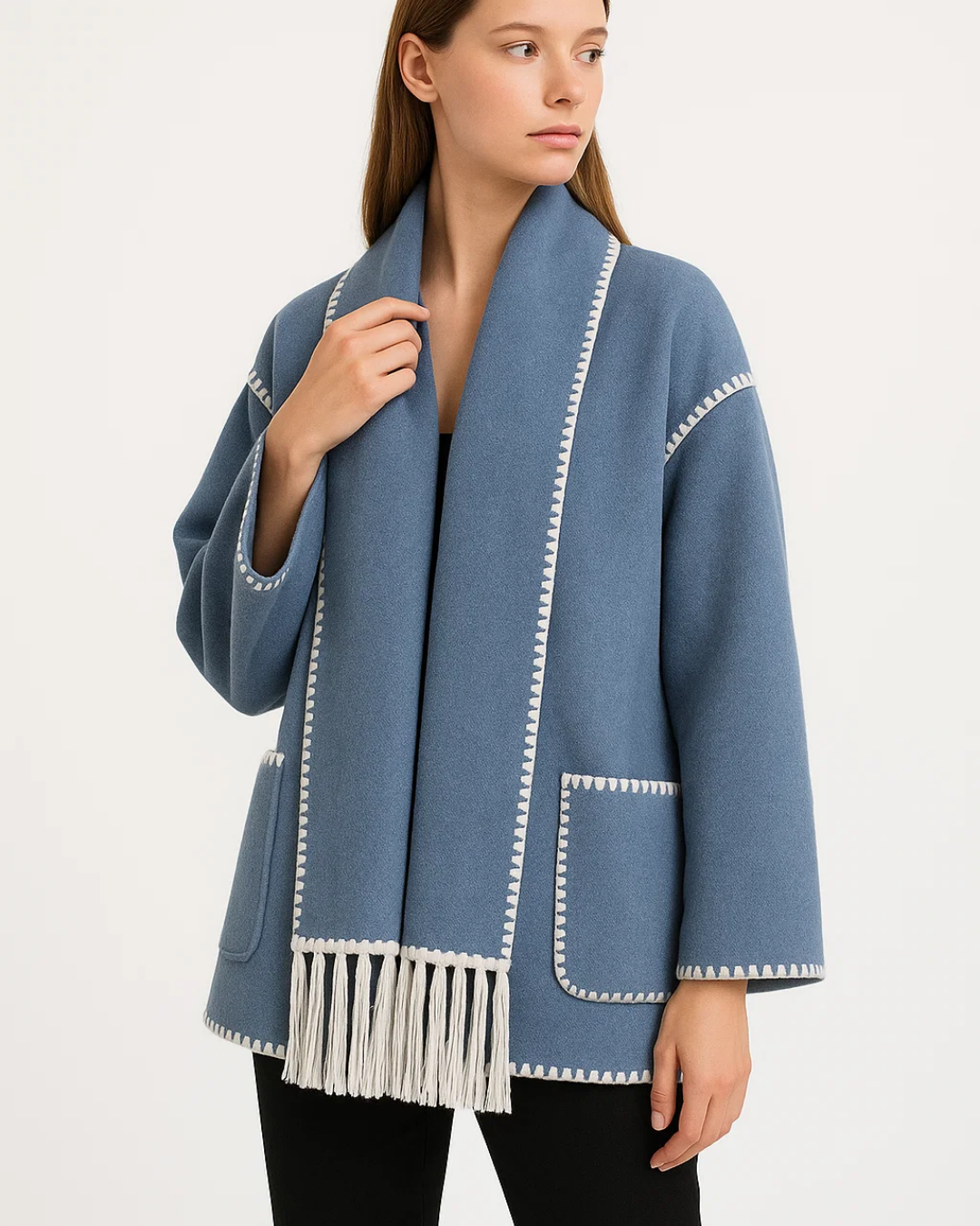 Women's Classic Longline Coat with Scarf Detail