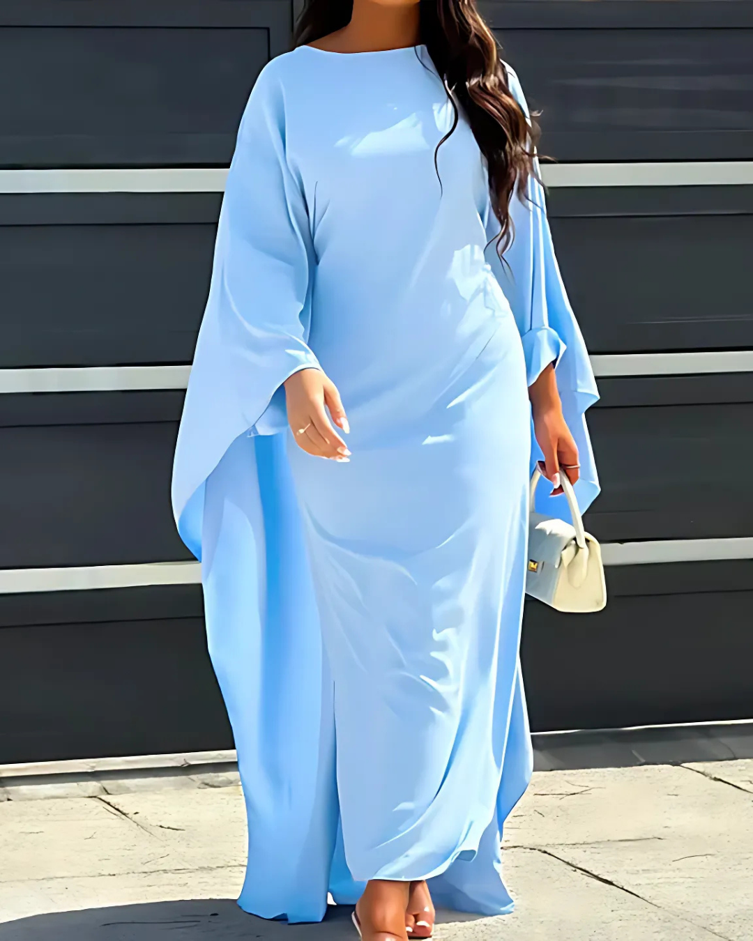 Women's Elegant Maxi Dress With Draped Sleeves