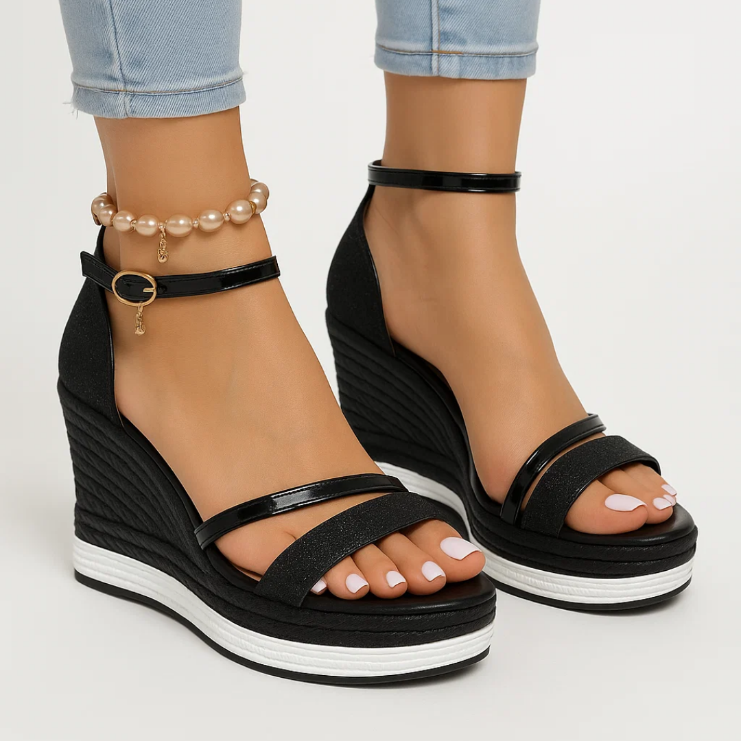Women's Glitter Finish Wedge Sandals