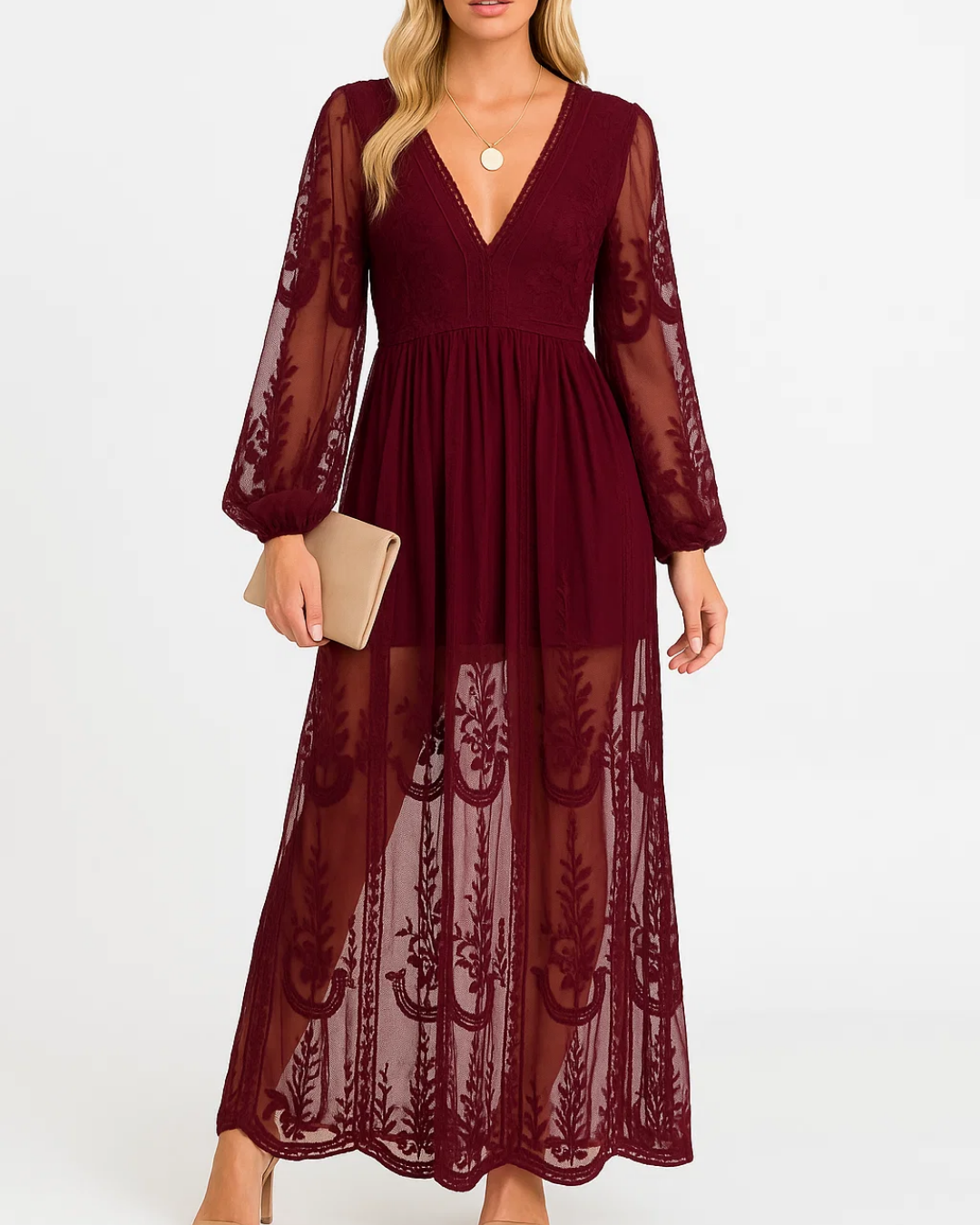 Women’s Maxi Dress with Lace Detail