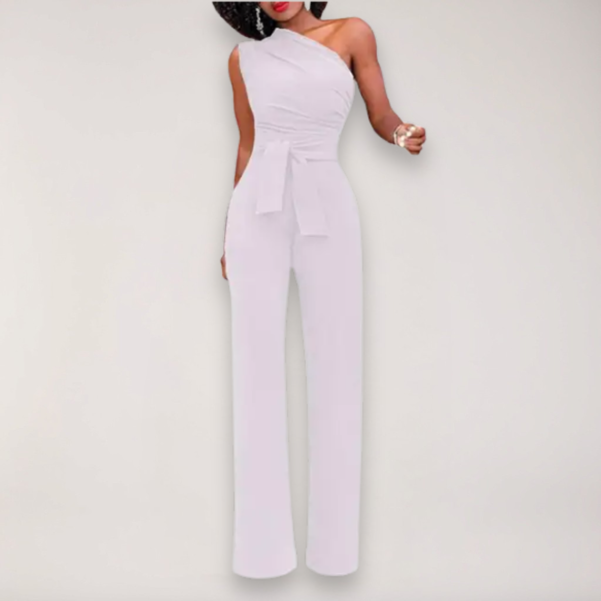 Women’s Draped One Shoulder Jumpsuit | Tie Waist