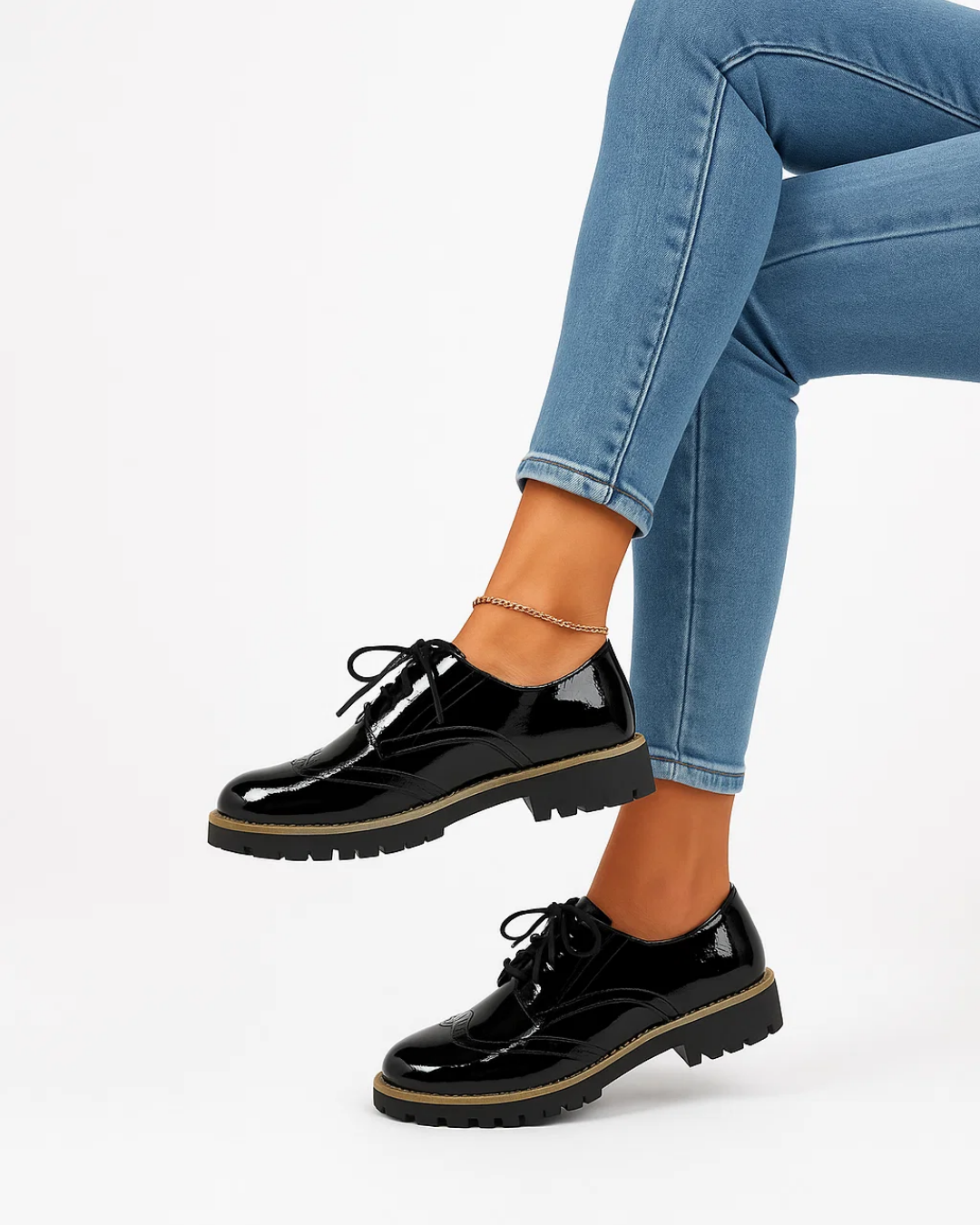 Women's Shiny Casual Lace-Up Shoes