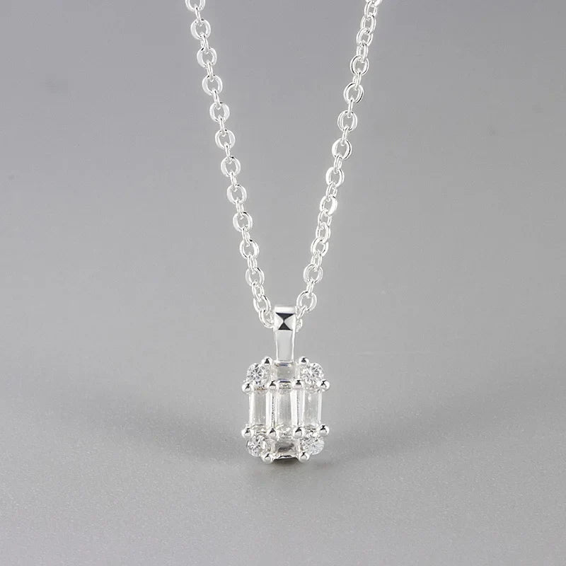 Zircon Cube Pendant Necklace Women made of Copper