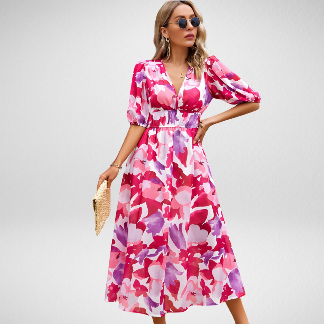 Ada | Elegant Maxi Dress with V-Neck for Women, Summer Long Dress