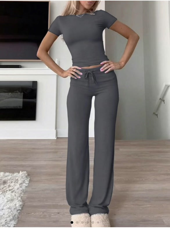 Two-piece set made of cotton blend for women