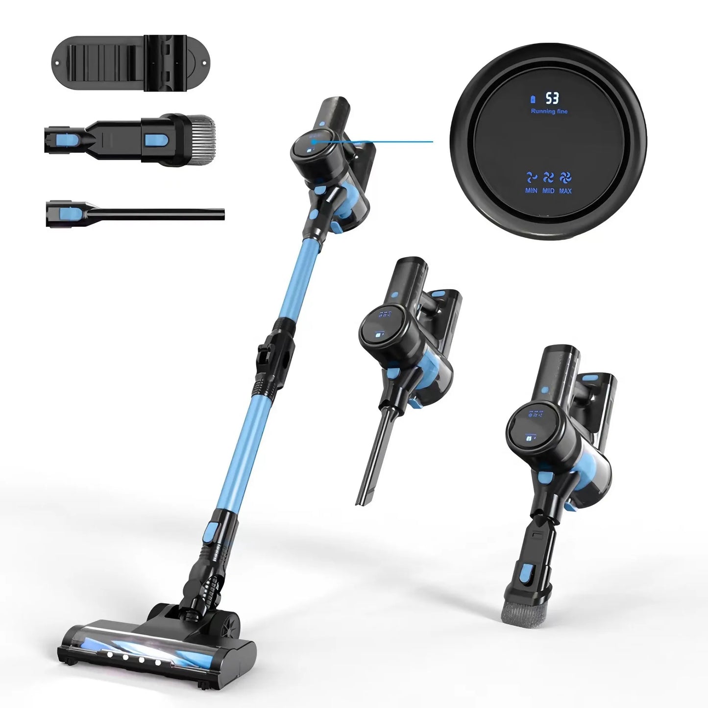 6-in-1 Cordless Stick Vacuum Cleaner - with LED Brush, 2200mAh Battery and Quiet Operation (65dB)