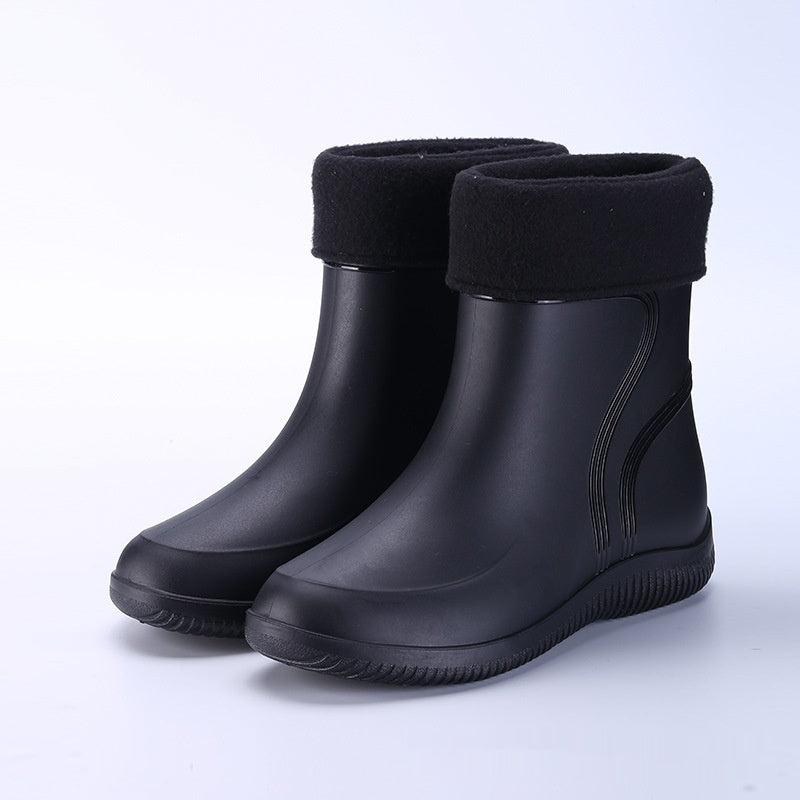 Warming fleece rubber boots for women and men
