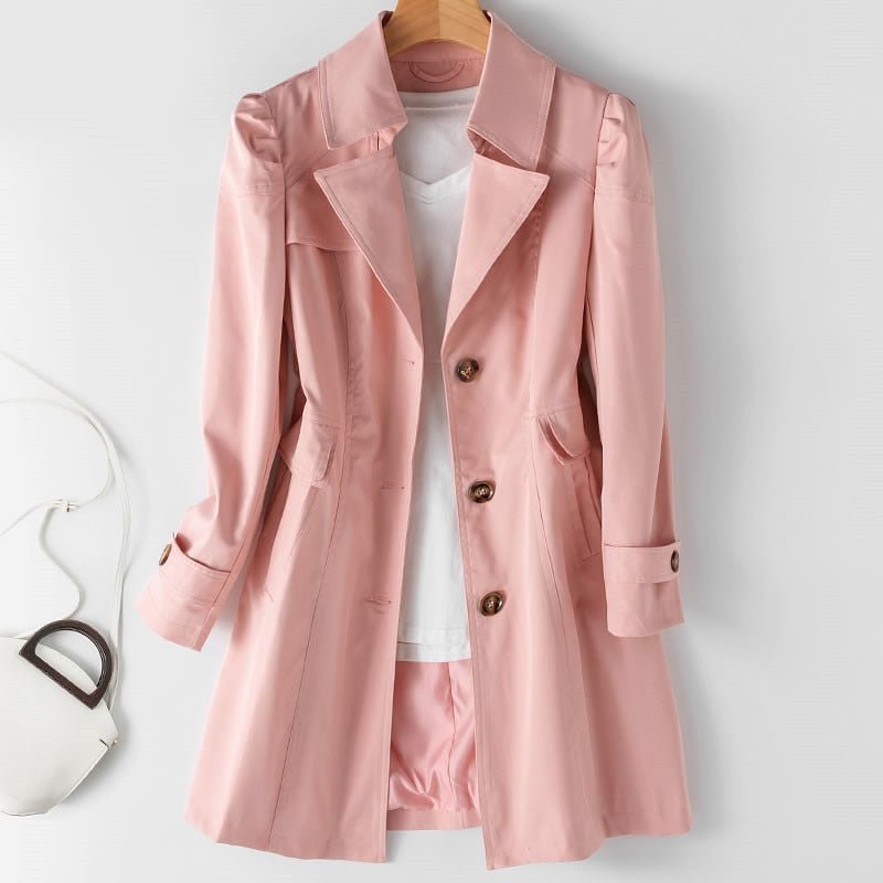 Women's Winter Trench Coat | Double Button & Notched Collar