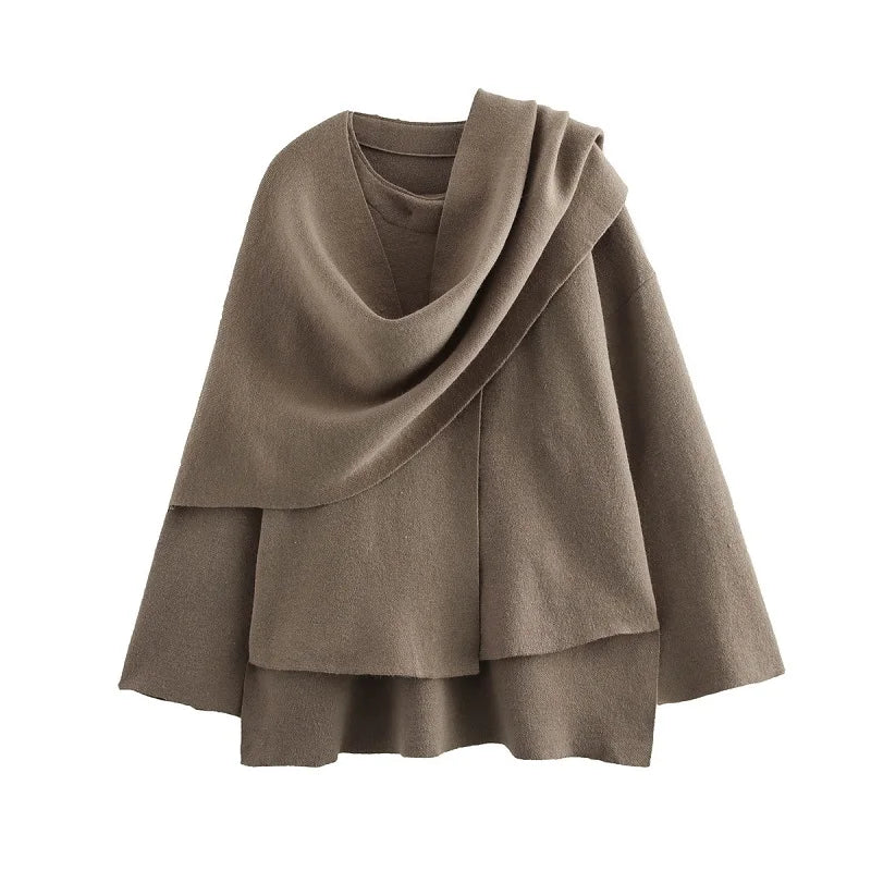 Houaria | Women's Draped Sweater — Modern Elegance & Soft Warmth