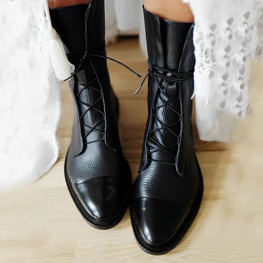 Warda | Modern and Comfortable Mid-Calf Lace-Up Boots