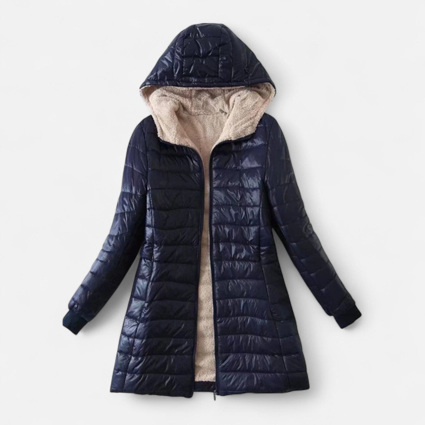 Ancient World | Women's Mid-Length Parka with Hood and Lambswool Lining