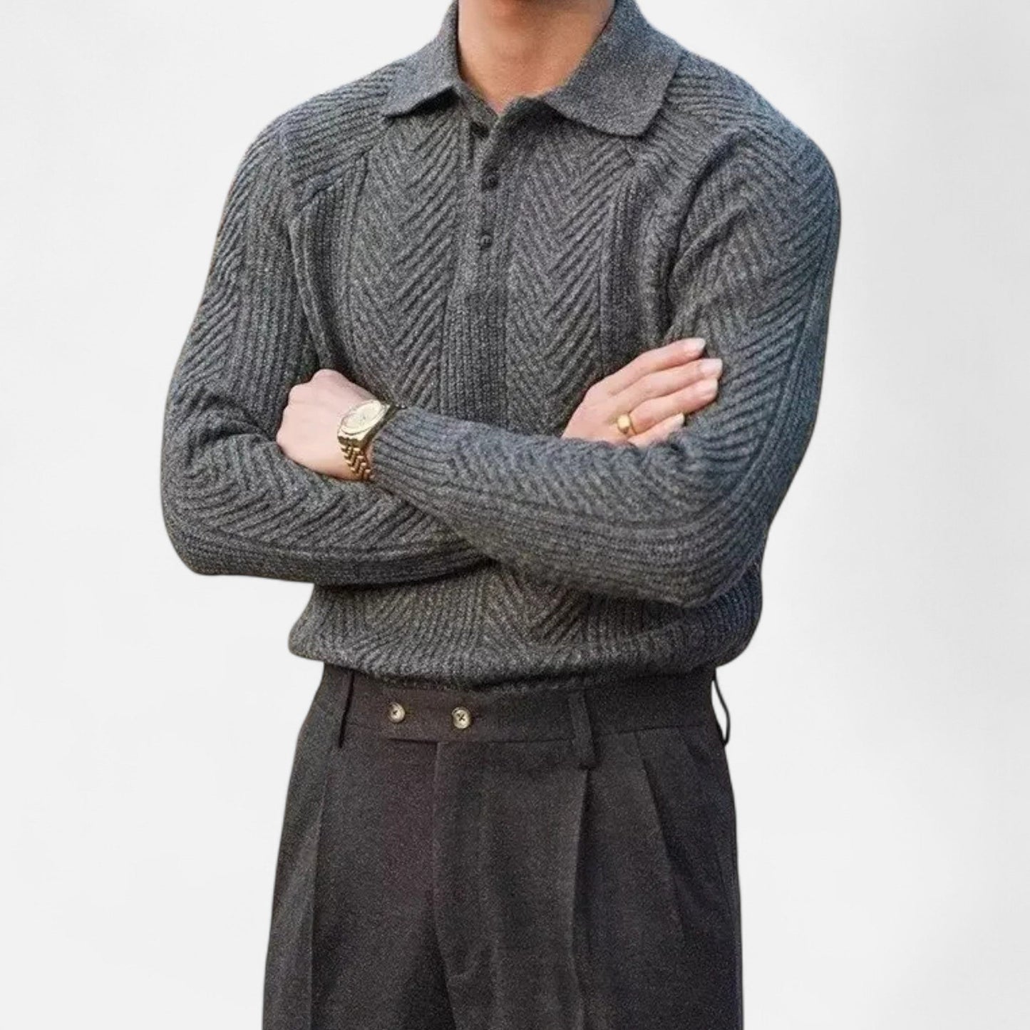 Ancient World | Long Sleeve Knit Polo Sweater