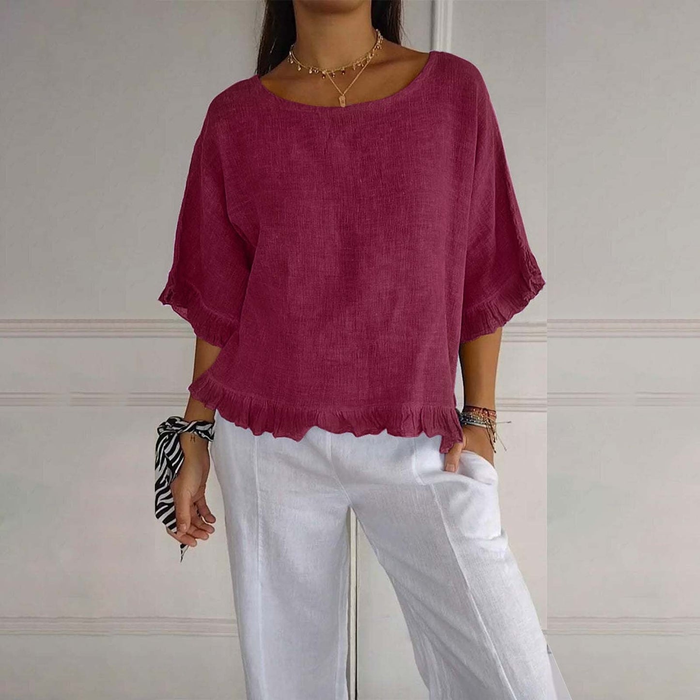 Women's blouse with ruffles | Loose fit