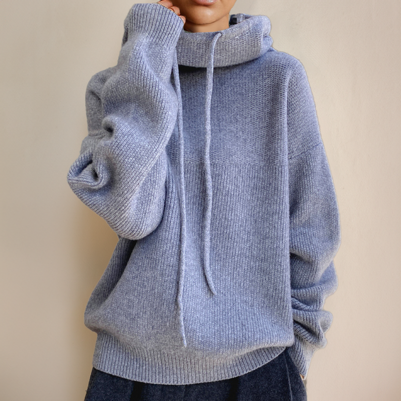 Elegant knitted hoodie sweatshirt for women