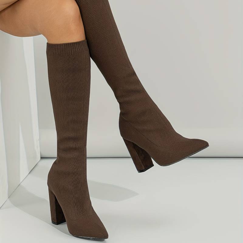 Women’s Stylish Knee High Boots | Stretch Fit Block Heel