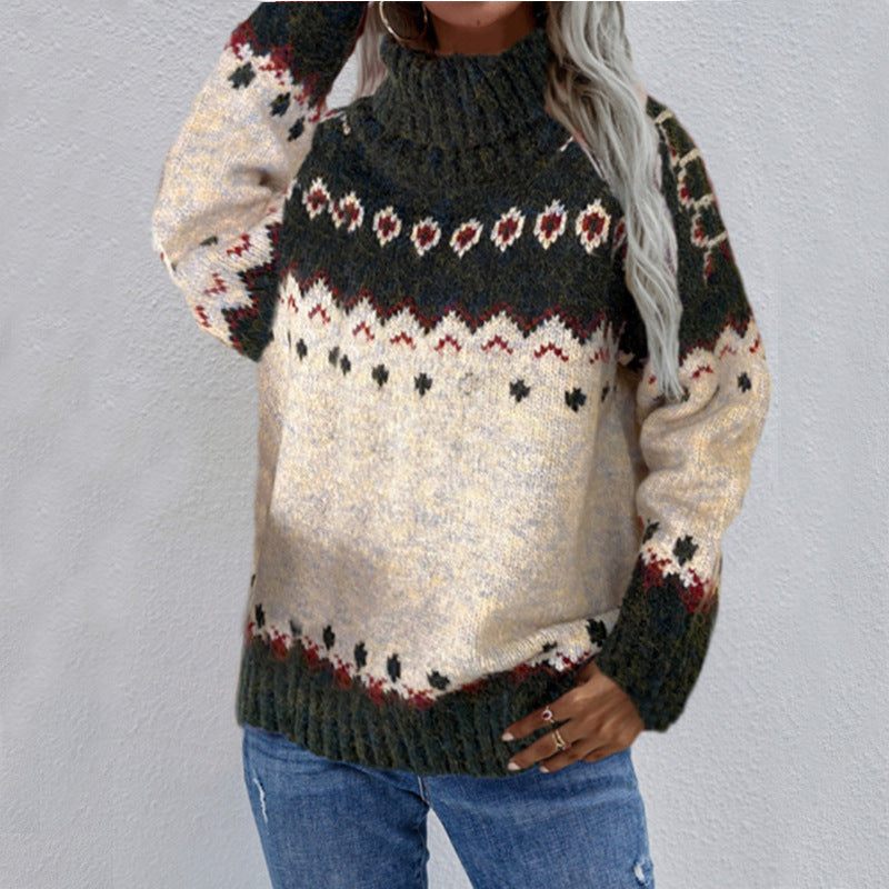 Warmer knitted sweater in Norwegian style