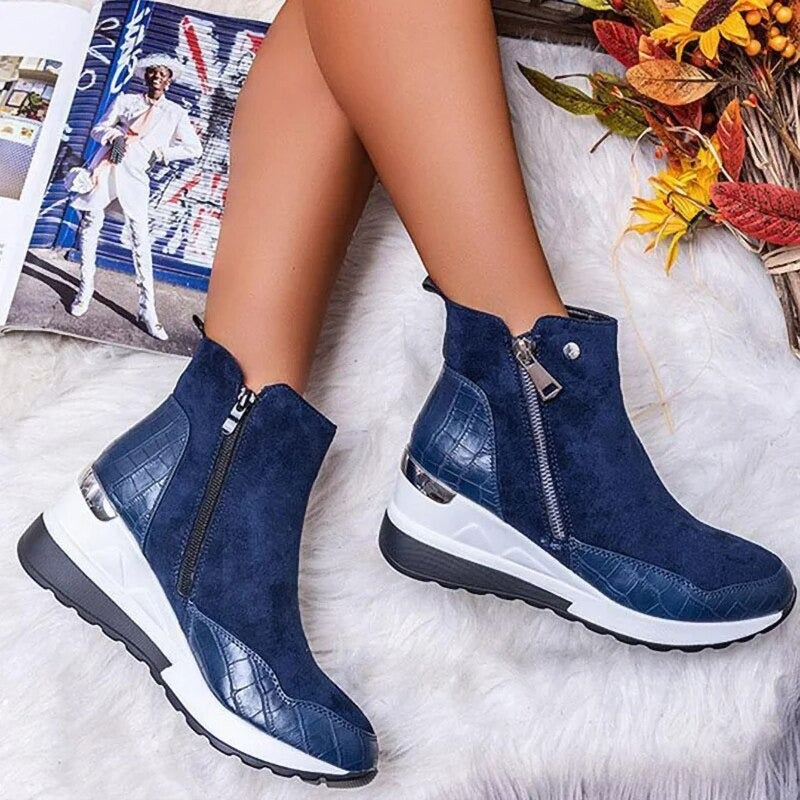 Women's Winter Wedge Boots | With Zipper