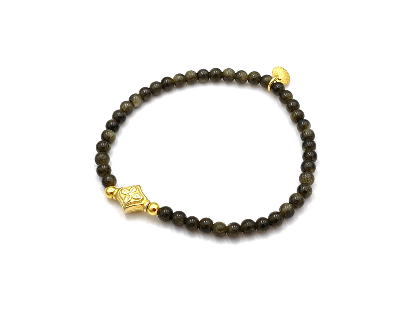 Beatrix | Women's bracelet made of obsidian with vertebrae accents - TrendAura