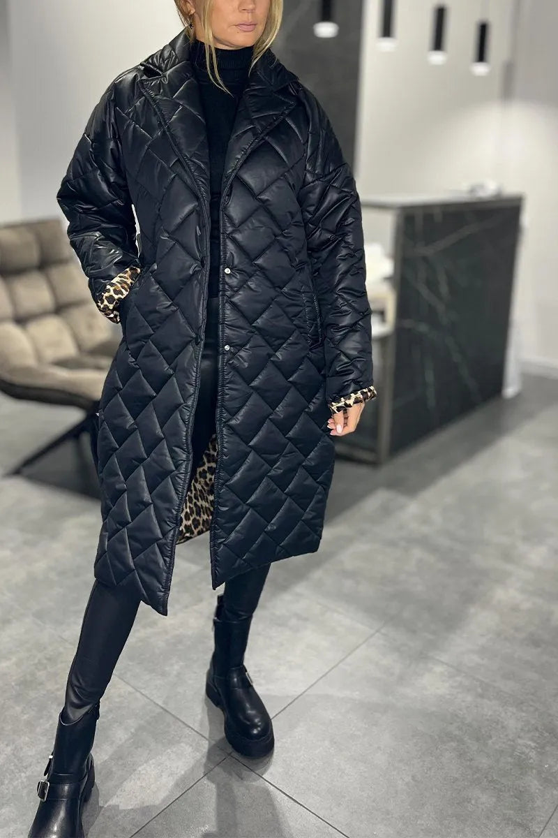 TrendAura Womens Long Quilted Coat With Hood Cozy Fleece Lining Warm Insulated Winter Outerwear For Women