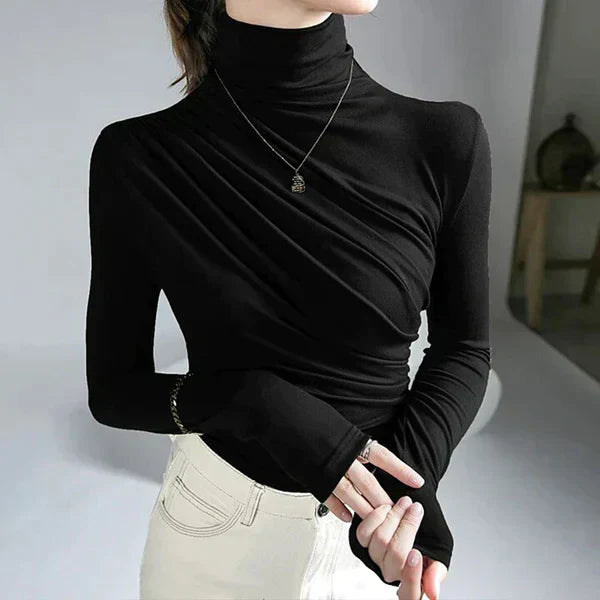 Beatrix | Elegant Blouse for Women with Pleats and Roll Neck