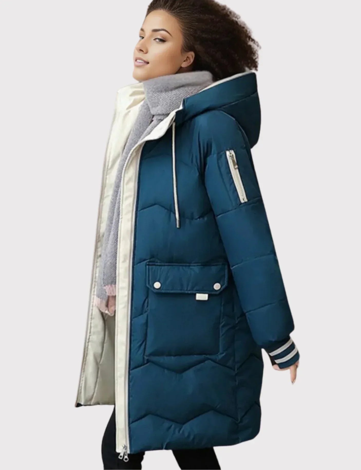 Women's Winter Puffer Jacket Hooded For Women Warmth and Style with Bold Color Block main image 1