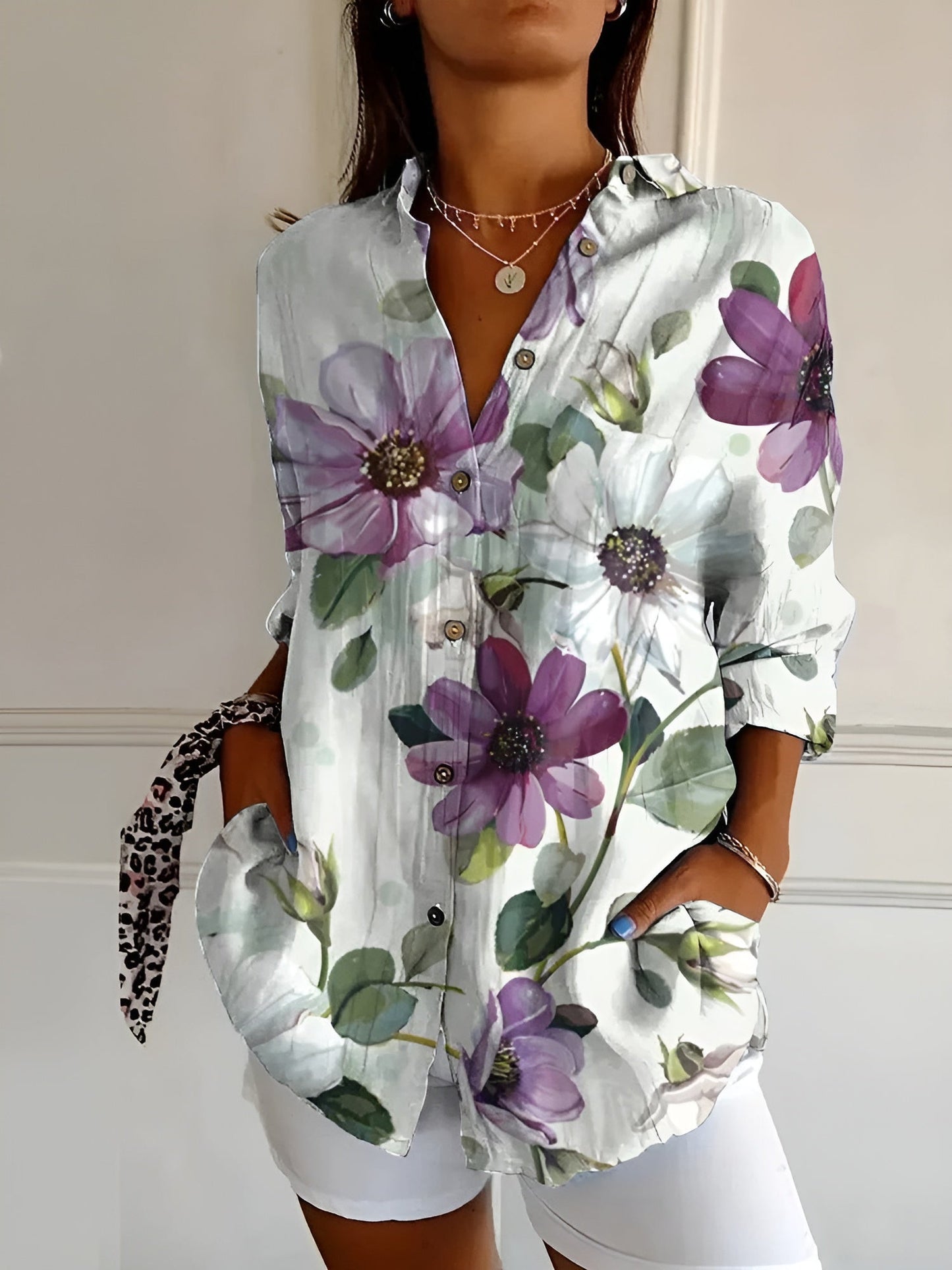Women’s Floral Button-Up Shirt | Long Sleeve