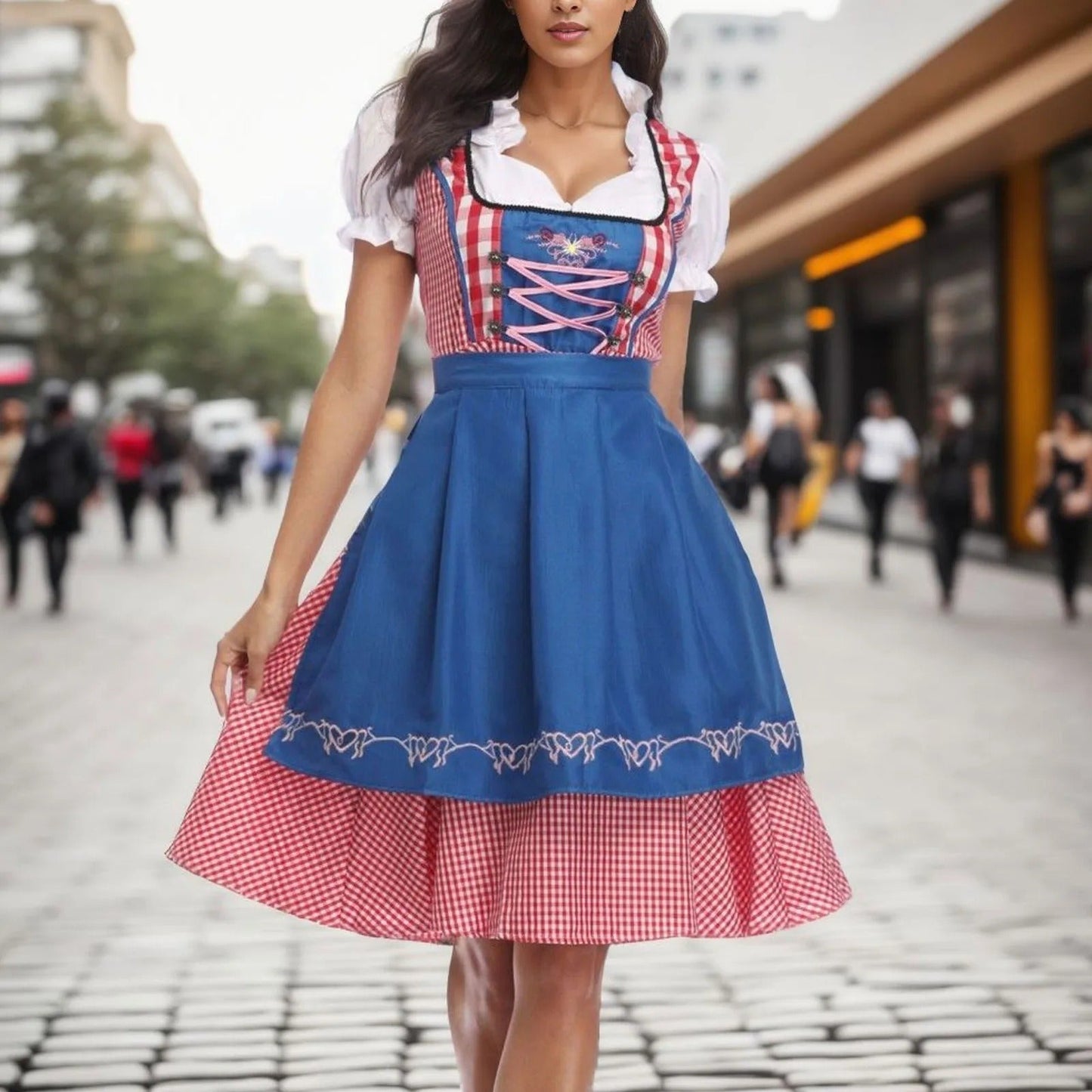 Traditional dirndl dress in folk style