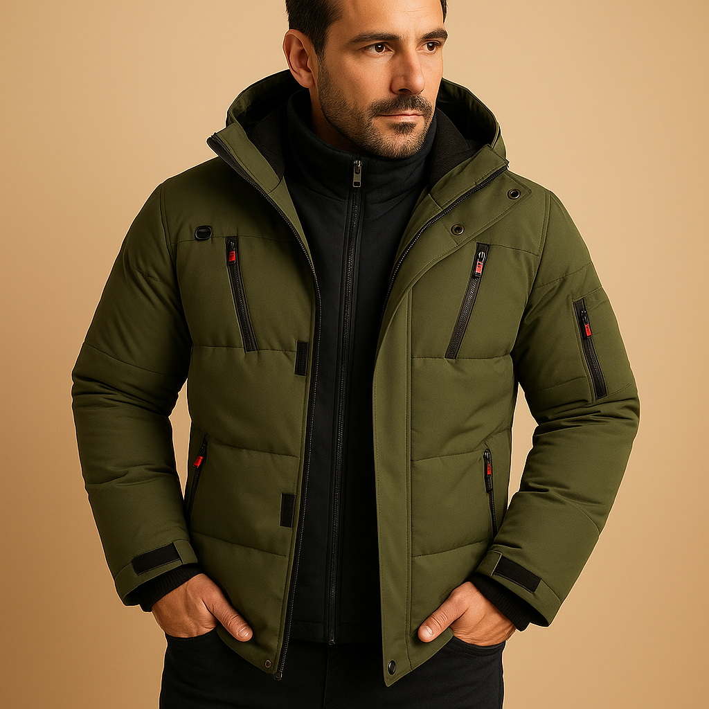 Waterproof winter jacket with warm lining for men