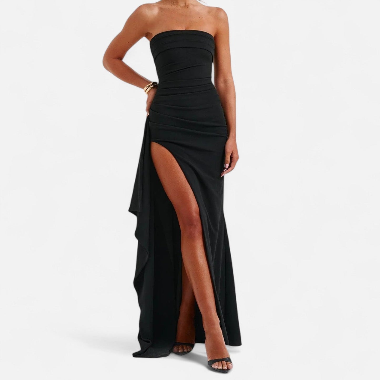 Ancienne Monde | Strapless Dress with High Slit for Women – Bold Elegance, Contemporary Evening Glamour