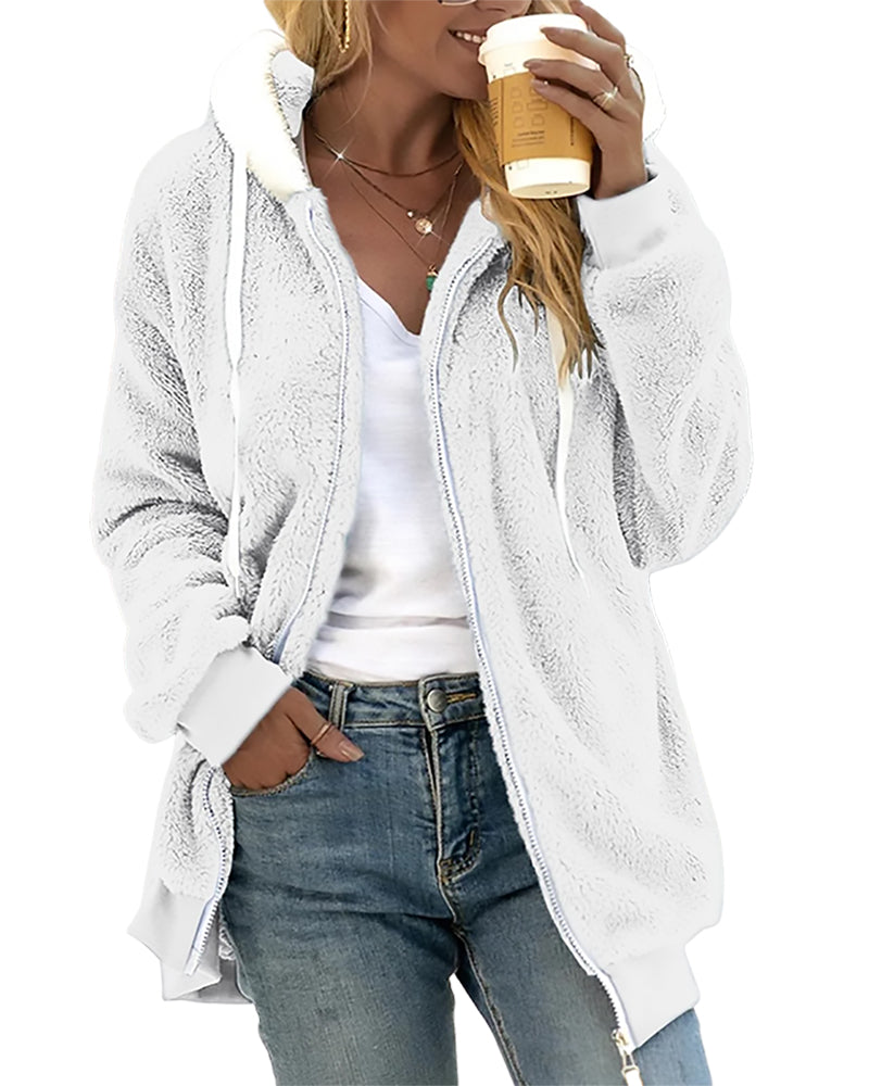 TrendAura Therese Cozy Fleece Zip Hoodie For Women Warmth Comfort Everyday Layering Essentials