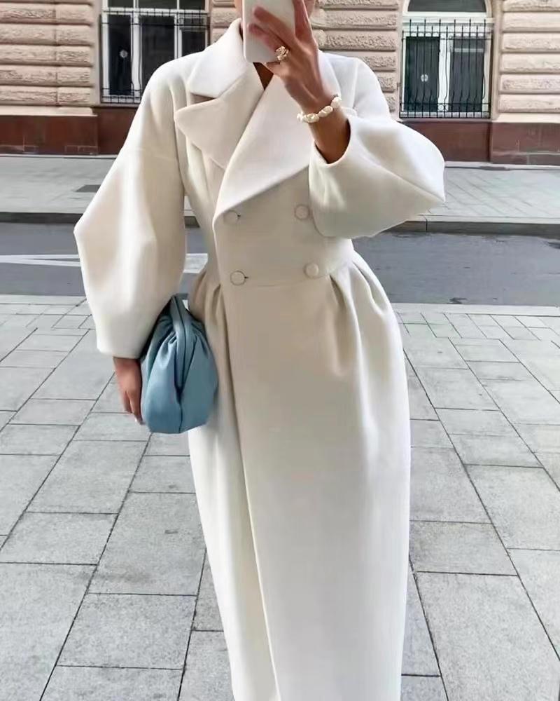 Elegant Vintage Long Coat With Dramatic Lantern Sleeves For Retro Women Statement Style